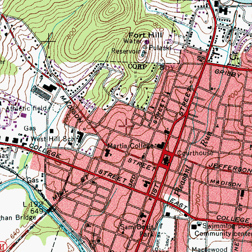 Topographic Map of Giles County, TN