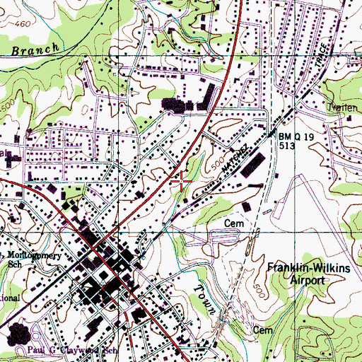 Topographic Map of Henderson County, TN