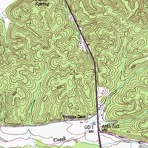 Topographic Map of Humphreys County, TN