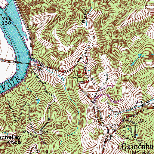 Topographic Map of Jackson County, TN