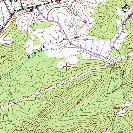 Topographic Map of Johnson County, TN