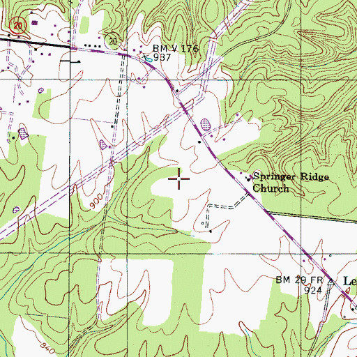 Topographic Map of Lewis County, TN
