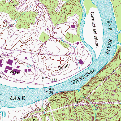 Topographic Map of Loudon County, TN