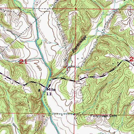 Topographic Map of Parsonage Chapel United Methodist Church (historical), AL