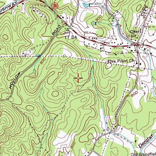 Topographic Map of Meigs County, TN