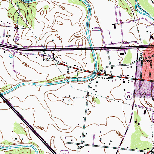 Topographic Map of Rutherford County, TN