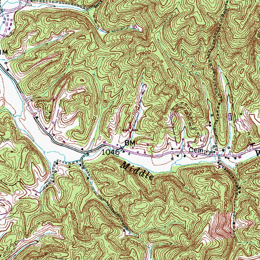 Topographic Map of Sevier County, TN