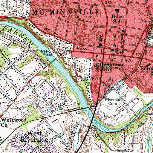 Topographic Map of Warren County, TN