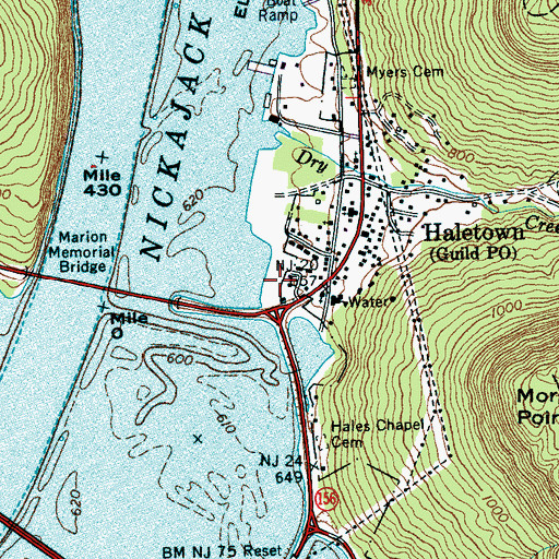 Topographic Map of Haletown, TN