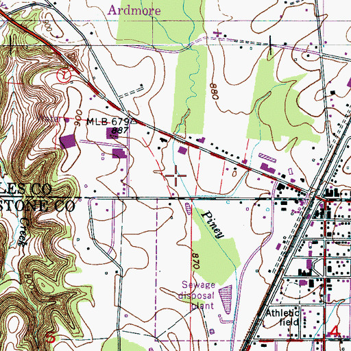 Topographic Map of WSLV-AM (Ardmore), TN