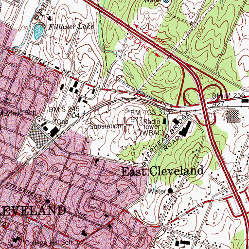 Topographic Map of WBAC-AM (Cleveland), TN