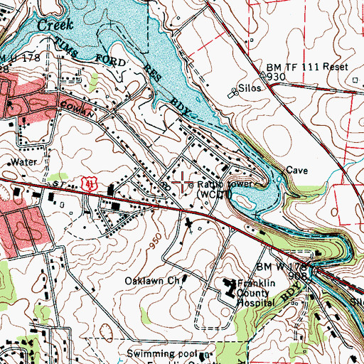 Topographic Map of WCDT-AM (Winchester), TN