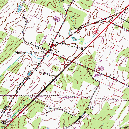 Topographic Map of WBIN-AM (Benton), TN