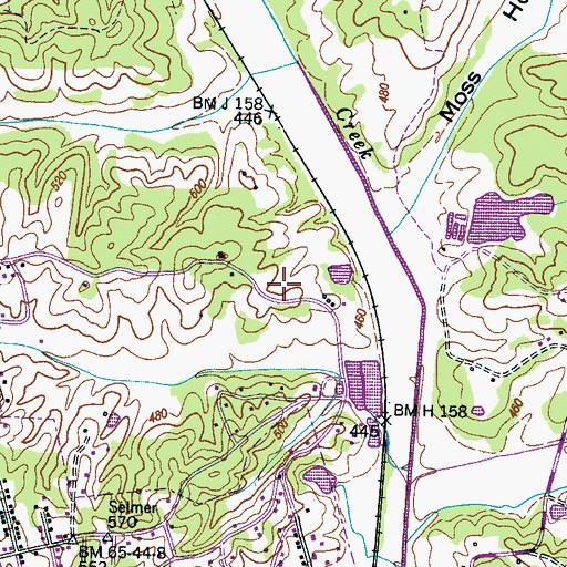 Topographic Map of WDTM-AM (Selmer), TN
