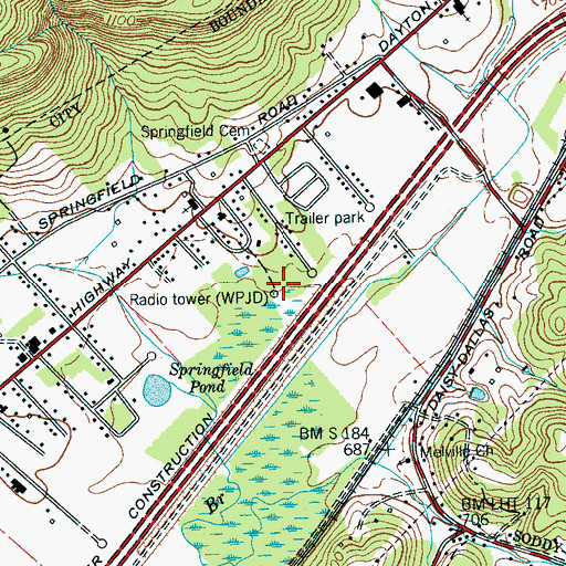 Topographic Map of WCHU-AM (Soddy-Daisy), TN