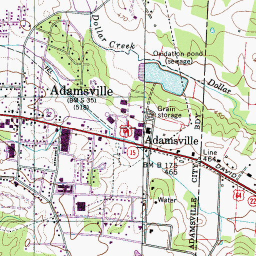 Topographic Map of WLIC-AM (Adamsville), TN