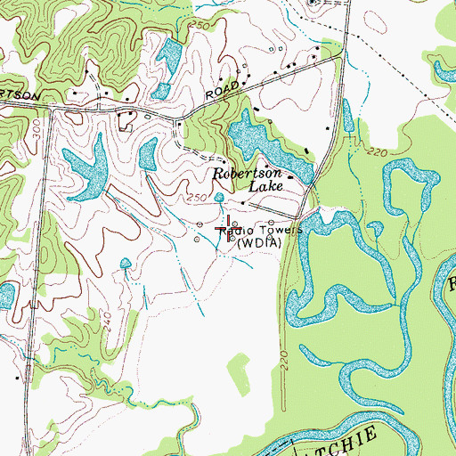 Topographic Map of WDIA-AM (Memphis), TN