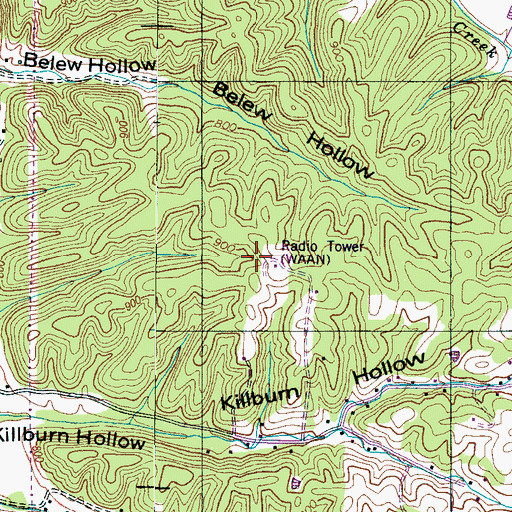 Topographic Map of WNBG-AM (Waynesboro), TN