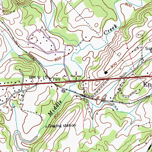 Topographic Map of WENR-AM (Englewood), TN