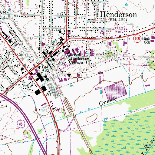Topographic Map of WHHM-AM (Henderson), TN