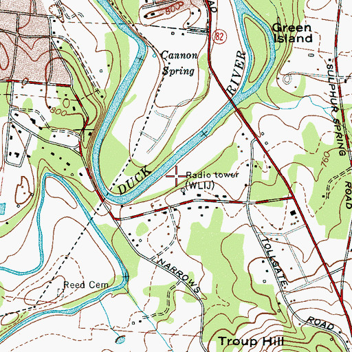 Topographic Map of WLIJ-AM (Shelbyville), TN