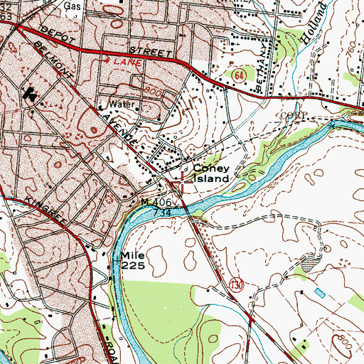Topographic Map of WHAL-AM (Shelbyville), TN