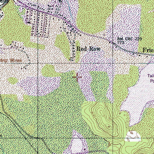 Topographic Map of WXRQ-AM (Mount Pleasant), TN