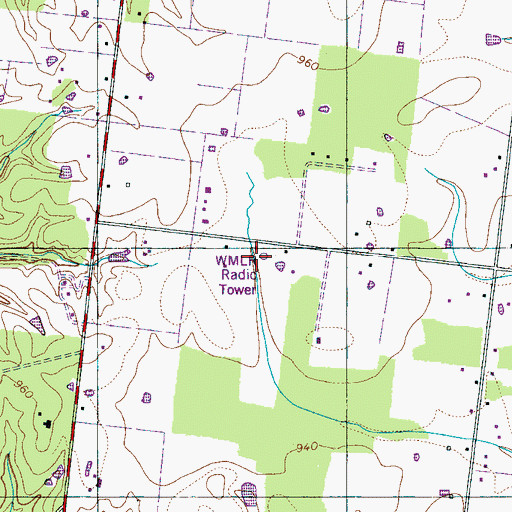 Topographic Map of WMLR-AM (Hohenwald), TN