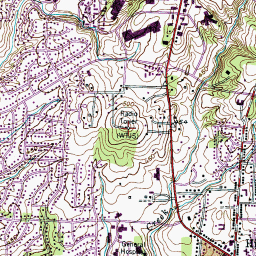 Topographic Map of WTJS-AM (Jackson), TN