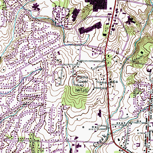 Topographic Map of WTJS-AM (Jackson), TN