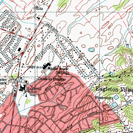 Topographic Map of WEAG-AM (Alcoa), TN