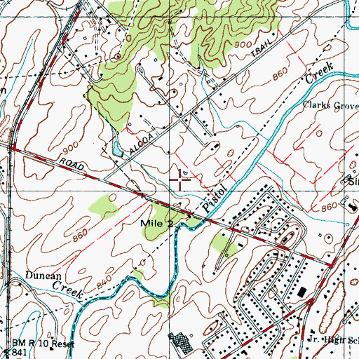 Topographic Map of WEAG-AM (Alcoa), TN