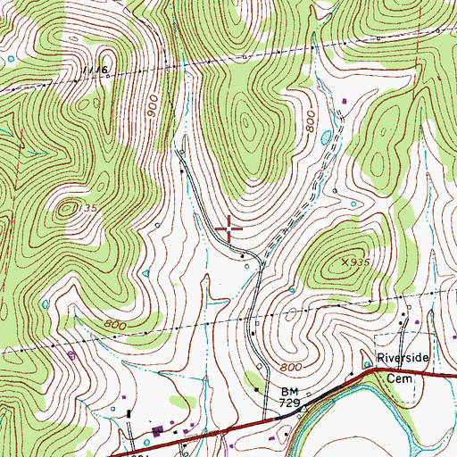 Topographic Map of WBRY-AM (Woodbury), TN