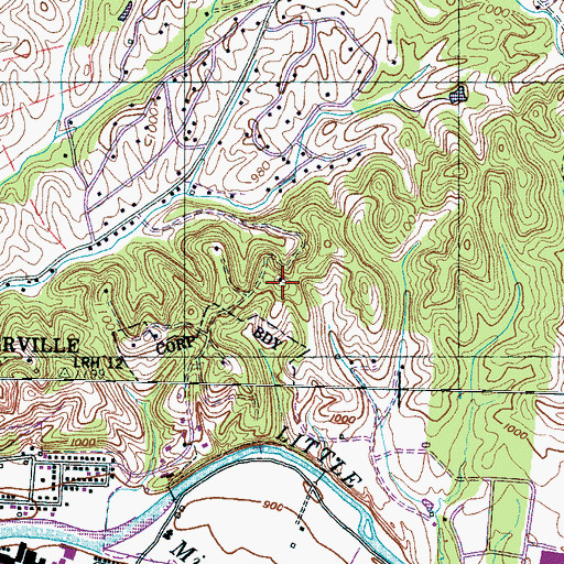 Topographic Map of WSEV-AM (Sevierville), TN