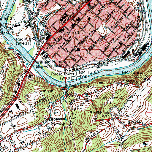 Topographic Map of WKCE-AM (Harriman), TN
