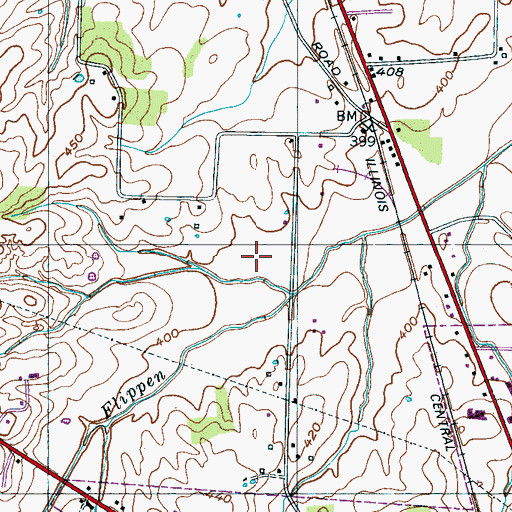 Topographic Map of WXKY-AM (Milan), TN