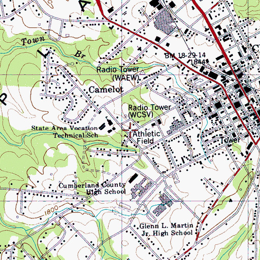Topographic Map of WCSV-AM (Crossville), TN