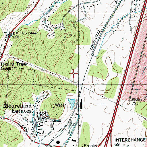 Topographic Map of WTBN-AM (Brentwood), TN