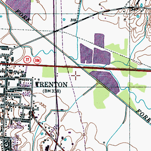 Topographic Map of WTNE-AM (Trenton), TN
