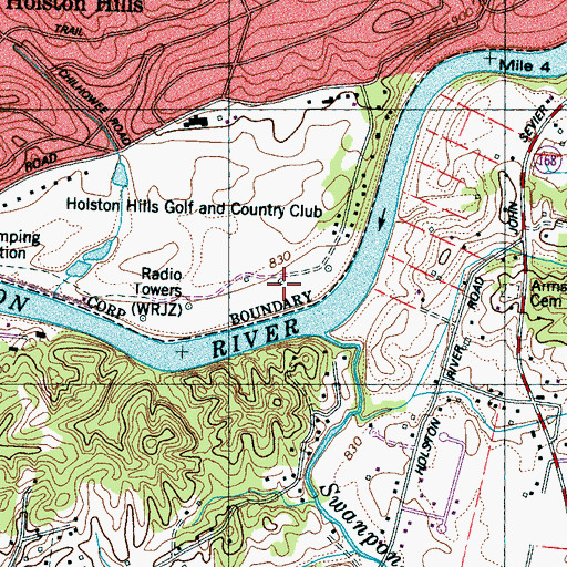 Topographic Map of WRJZ-AM (Knoxville), TN