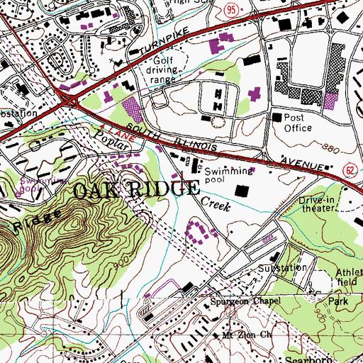 Topographic Map of WORI-AM (Oak Ridge), TN