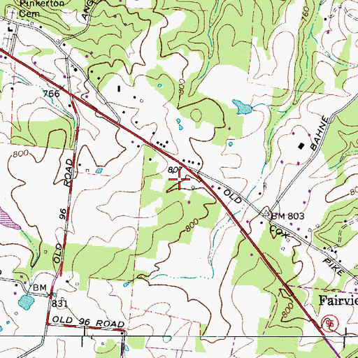 Topographic Map of WBLP-AM (Fairview), TN