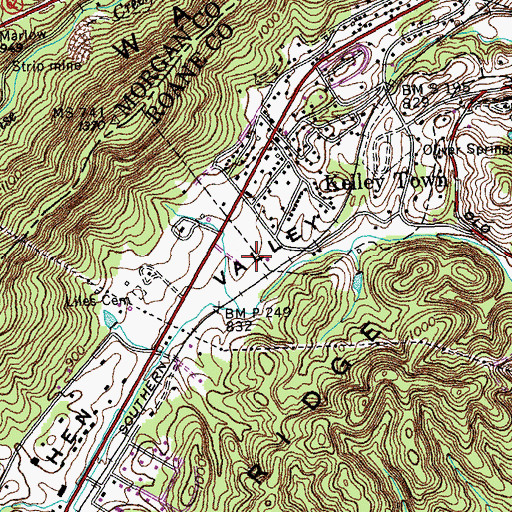 Topographic Map of WBTZ-AM (Oliver Springs), TN