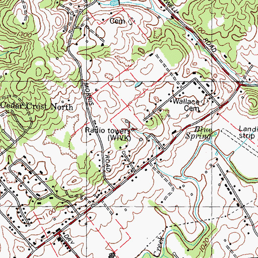 Topographic Map of WIVK-AM (Knoxville), TN