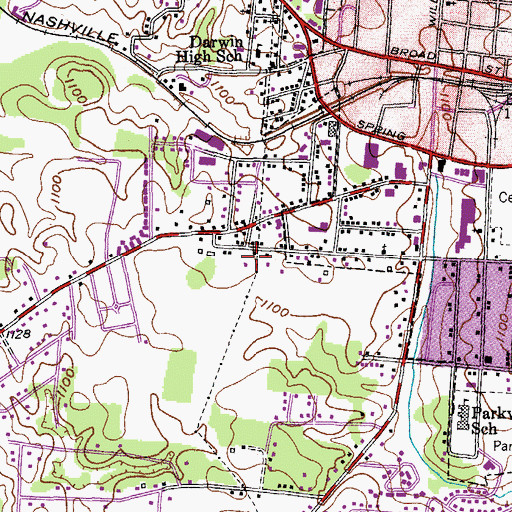 Topographic Map of WPTN-AM (Cookeville), TN