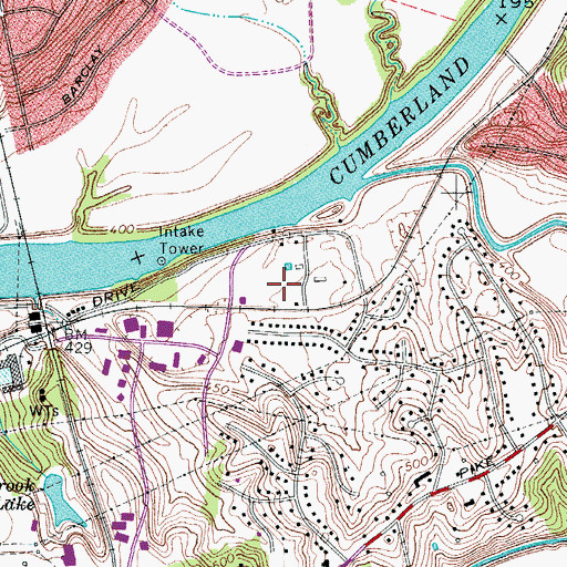 Topographic Map of WAMB-AM (Donelson), TN