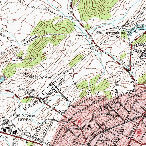 Topographic Map of WSMG-AM (Greeneville), TN