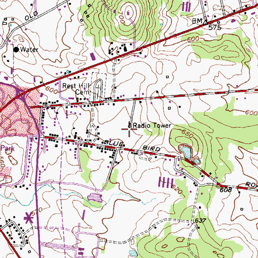 Topographic Map of WCOR-AM (Lebanon), TN