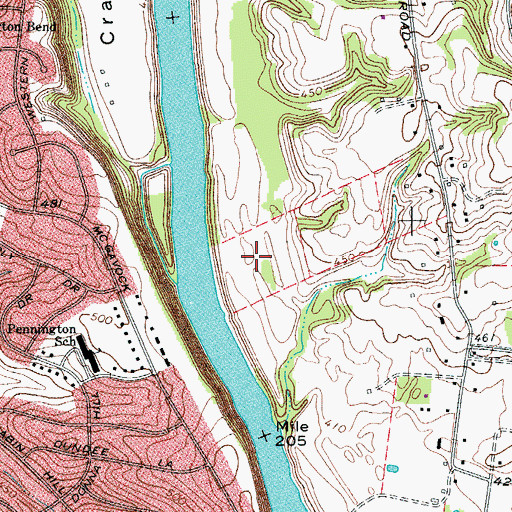 Topographic Map of WSIX-AM (Nashville), TN