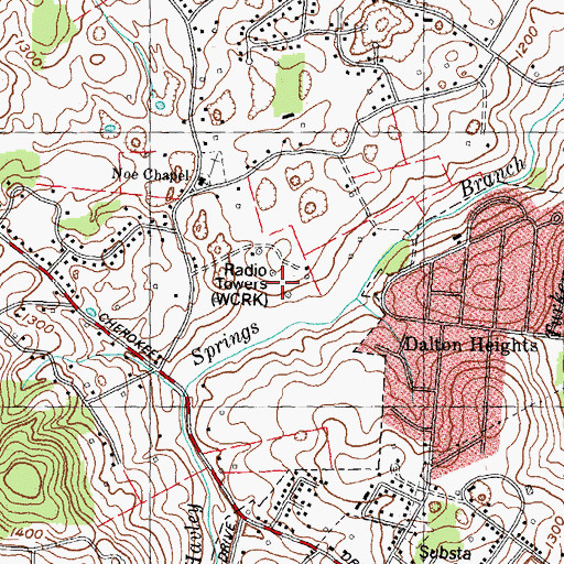 Topographic Map of WCRK-AM (Morristown), TN